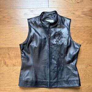 Vintage coldwater creek black genuine leather vest